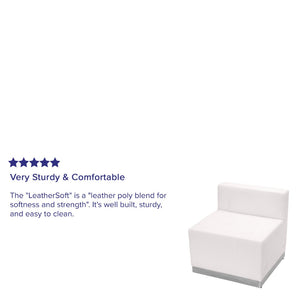 English Elm HERCULES Alon Series LeatherSoft Chair with Stainless Steel Base for Modern Office & Lounge Spaces Melrose White ZB-803-CHAIR-WH-GG