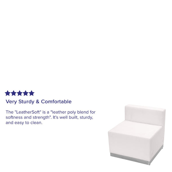 English Elm HERCULES Alon Series LeatherSoft Chair with Stainless Steel Base for Modern Office & Lounge Spaces Melrose White ZB-803-CHAIR-WH-GG