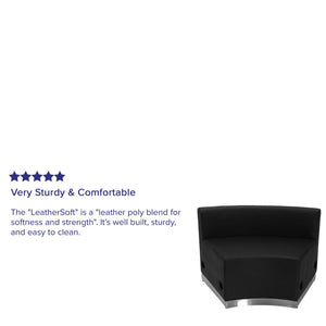 English Elm HERCULES Alon Series LeatherSoft Modular Concave Chair with Sleek Stainless Steel Base for Comfort Black ZB-803-INSEAT-BK-GG