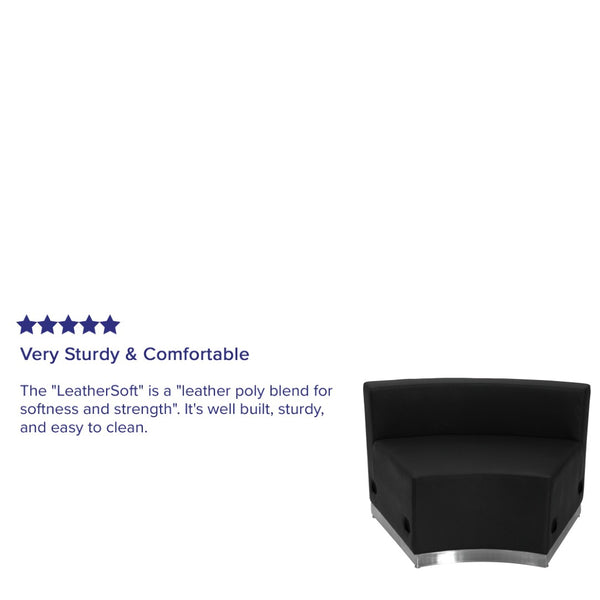 English Elm HERCULES Alon Series LeatherSoft Modular Concave Chair with Sleek Stainless Steel Base for Comfort Black ZB-803-INSEAT-BK-GG