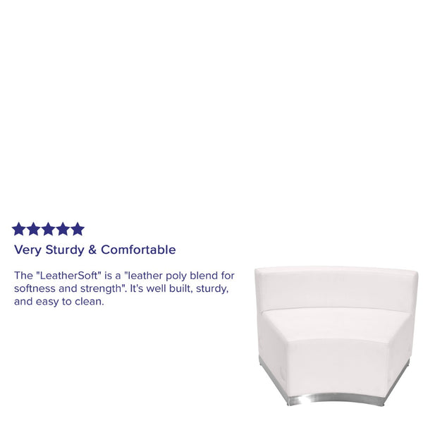 English Elm HERCULES Alon Series LeatherSoft Modular Concave Chair with Sleek Stainless Steel Base for Comfort Melrose White ZB-803-INSEAT-WH-GG