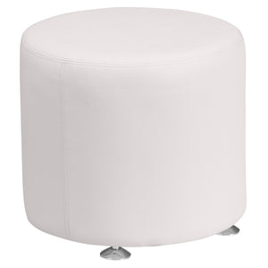 English Elm HERCULES Alon Series Round Ottoman - Versatile Seating Solution for Modern Reception Areas and Lounges Melrose White ZB-803-RD-18-WH-GG