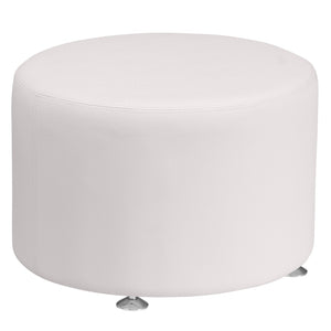 English Elm HERCULES Alon Series 24'' Round Ottoman - Stylish, Versatile Seating for Reception Areas and Lobbies Melrose White ZB-803-RD-24-WH-GG