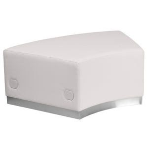 English Elm HERCULES Alon Series LeatherSoft Backless Convex Chair with Modern Stainless Steel Base for Comfort Melrose White ZB-803-SEAT-WH-GG