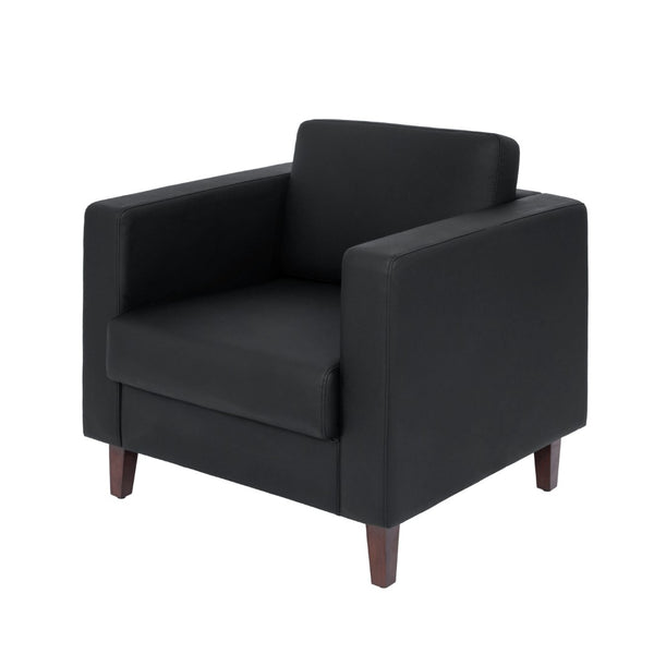 English Elm HERCULES Artemis LeatherSoft Reception Chair with Integrated Charging Station & Solid Wood Legs Black ZB-8921-1S-BLK-GG