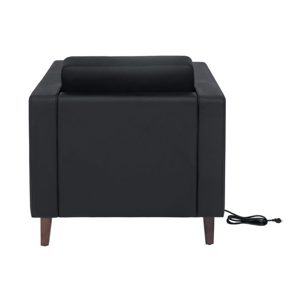 English Elm HERCULES Artemis LeatherSoft Reception Chair with Integrated Charging Station & Solid Wood Legs Black ZB-8921-1S-BLK-GG
