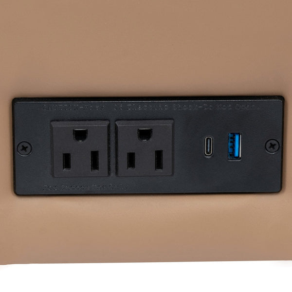 English Elm HERCULES Artemis LeatherSoft Reception Chair with Integrated Charging Station & Solid Wood Legs Cognac ZB-8921-1S-COGNAC-GG