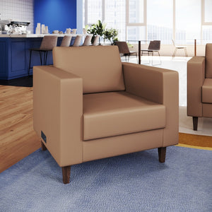 English Elm HERCULES Artemis LeatherSoft Reception Chair with Integrated Charging Station & Solid Wood Legs Cognac ZB-8921-1S-COGNAC-GG