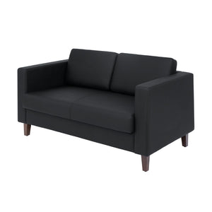 English Elm HERCULES Artemis LeatherSoft Reception Loveseat with Charging Ports and Solid Wood Legs for Comfort Black ZB-8921-2S-BLK-GG