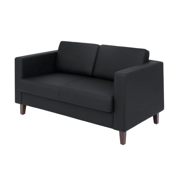 English Elm HERCULES Artemis LeatherSoft Reception Loveseat with Charging Ports and Solid Wood Legs for Comfort Black ZB-8921-2S-BLK-GG