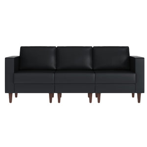 English Elm HERCULES Artemis LeatherSoft Reception Sofa with Integrated Charging Ports and Solid Walnut Legs Black ZB-8921-3S-BLK-GG
