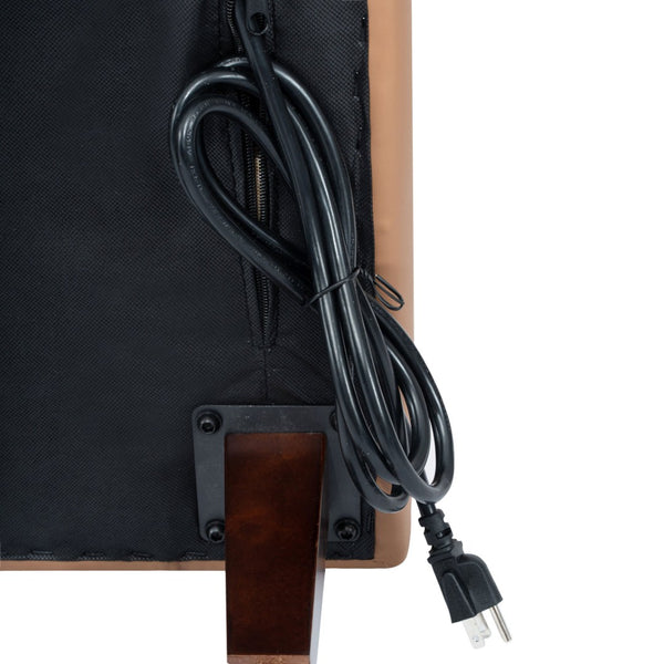 English Elm HERCULES Artemis LeatherSoft Reception Sofa with Integrated Charging Ports and Solid Walnut Legs Cognac ZB-8921-3S-COGNAC-GG