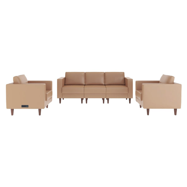 English Elm HERCULES Artemis 3-Piece LeatherSoft Sofa and Chair Set with Charging Stations for Modern Spaces Cognac ZB-8921-SET3-COGNAC-GG