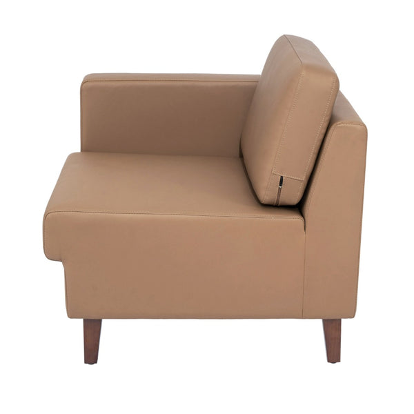 English Elm HERCULES Artemis LeatherSoft Left Arm Reception Chair with Power Station & Walnut Legs for Style Cognac ZB-8921C-LA-COGNAC-GG