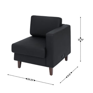 English Elm HERCULES Artemis LeatherSoft Right Arm Reception Chair with Integrated Charging for Modern Comfort Black ZB-8921C-RA-BLK-GG
