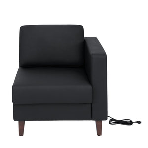 English Elm HERCULES Artemis LeatherSoft Right Arm Reception Chair with Integrated Charging for Modern Comfort Black ZB-8921C-RA-BLK-GG