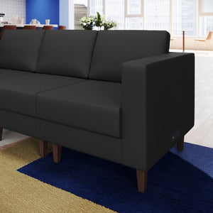 English Elm HERCULES Artemis LeatherSoft Right Arm Reception Chair with Integrated Charging for Modern Comfort Black ZB-8921C-RA-BLK-GG