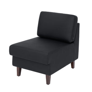English Elm HERCULES Artemis LeatherSoft Middle Reception Chair with Walnut Legs for Sleek Commercial Spaces Black ZB-8921M-BLK-GG