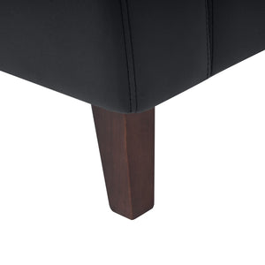 English Elm HERCULES Artemis LeatherSoft Middle Reception Chair with Walnut Legs for Sleek Commercial Spaces Black ZB-8921M-BLK-GG