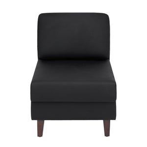 English Elm HERCULES Artemis LeatherSoft Middle Reception Chair with Walnut Legs for Sleek Commercial Spaces Black ZB-8921M-BLK-GG