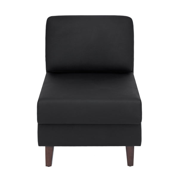 English Elm HERCULES Artemis LeatherSoft Middle Reception Chair with Walnut Legs for Sleek Commercial Spaces Black ZB-8921M-BLK-GG
