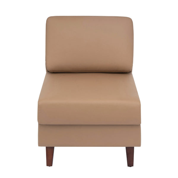 English Elm HERCULES Artemis LeatherSoft Middle Reception Chair with Walnut Legs for Sleek Commercial Spaces Cognac ZB-8921M-COGNAC-GG