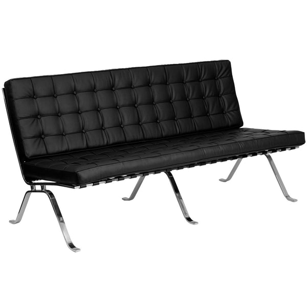 English Elm HERCULES Flash Series Black LeatherSoft Sofa – Vintage Elegance with Curved Legs for Modern Spaces ZB-FLASH-801-SOFA-BK-GG