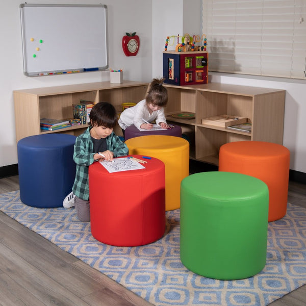 English Elm Nicholas Soft Seating Flexible Circle for Collaborative Spaces, Durable Ottoman for Classrooms & Libraries Red ZB-FT-045R-18-RED-GG