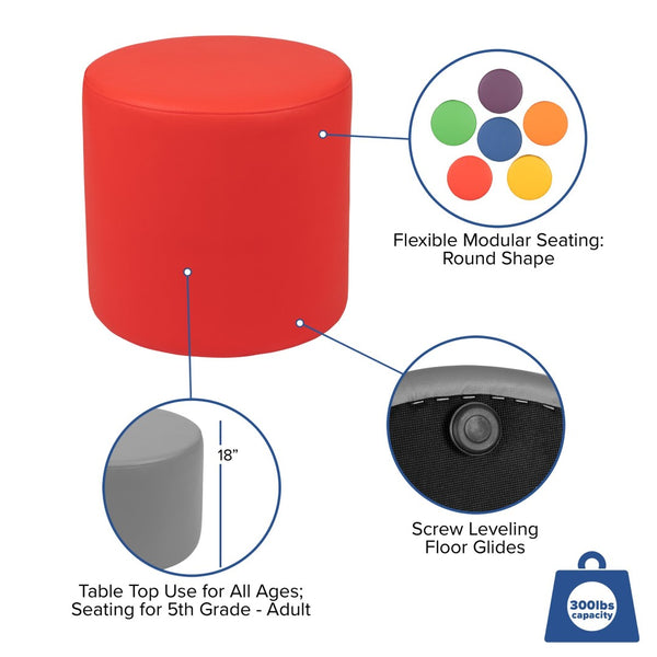 English Elm Nicholas Soft Seating Flexible Circle for Collaborative Spaces, Durable Ottoman for Classrooms & Libraries Red ZB-FT-045R-18-RED-GG