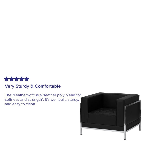 English Elm HERCULES Imagination Series LeatherSoft Chair - Modern Elegance for Reception and Lounge Spaces Black ZB-IMAG-CHAIR-GG