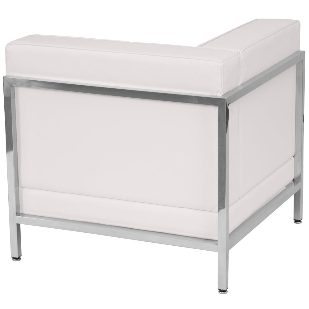 English Elm HERCULES Imagination Series Contemporary LeatherSoft Corner Chair for Modern Office and Lounge Spaces Melrose White ZB-IMAG-LEFT-CORNER-WH-GG