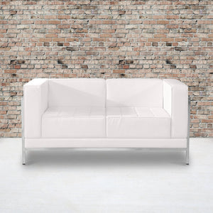 English Elm HERCULES Imagination Series Contemporary Loveseat with Durable LeatherSoft Upholstery & Steel Frame Melrose White ZB-IMAG-LS-WH-GG