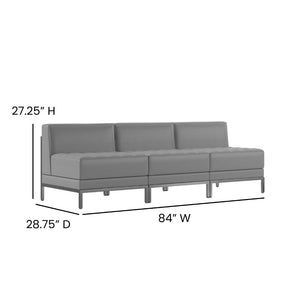 English Elm HERCULES Imagination Series LeatherSoft Lounge Set for Reception Areas - Modular 3-Piece Ensemble Gray ZB-IMAG-MIDCH-3-GY-GG