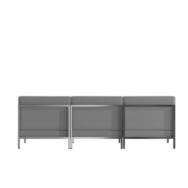 English Elm HERCULES Imagination Series LeatherSoft Lounge Set for Reception Areas - Modular 3-Piece Ensemble Gray ZB-IMAG-MIDCH-3-GY-GG