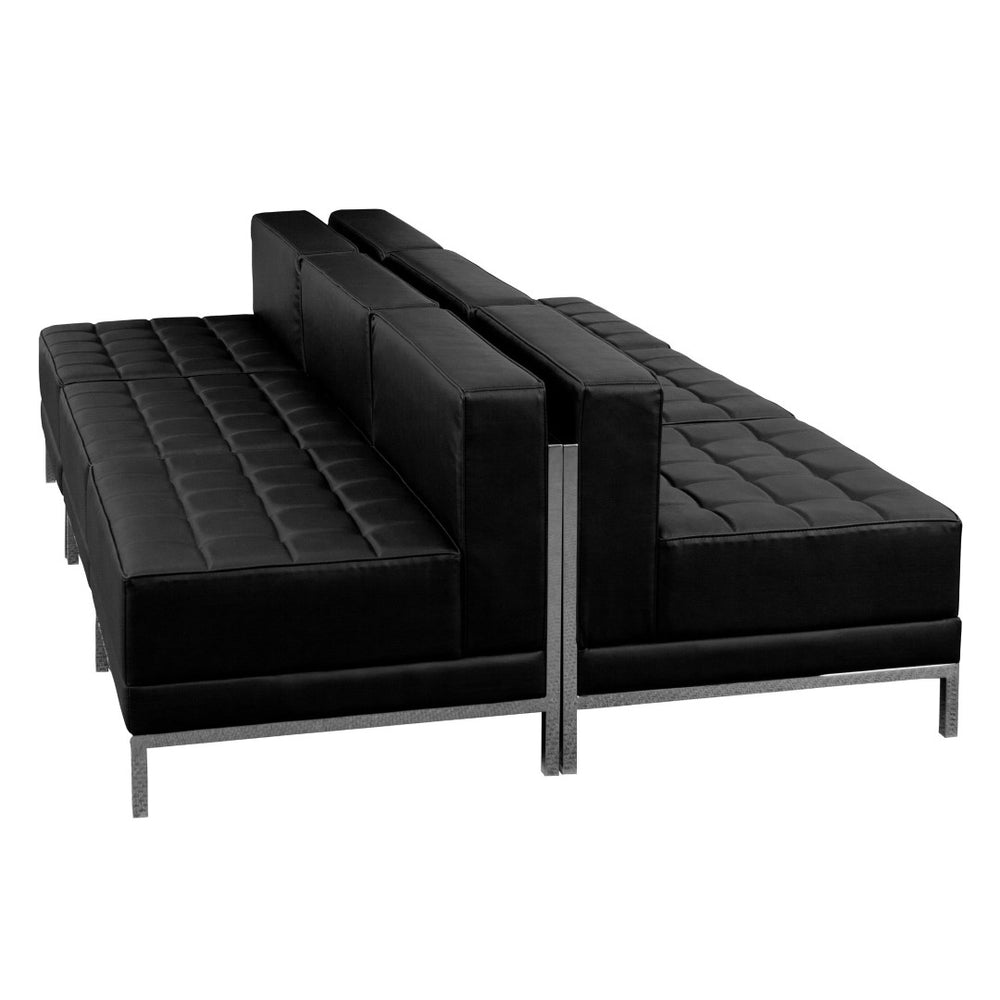 English Elm HERCULES Imagination Series 6-Piece Modular Black LeatherSoft Lounge Set for Modern Spaces ZB-IMAG-MIDCH-6-GG