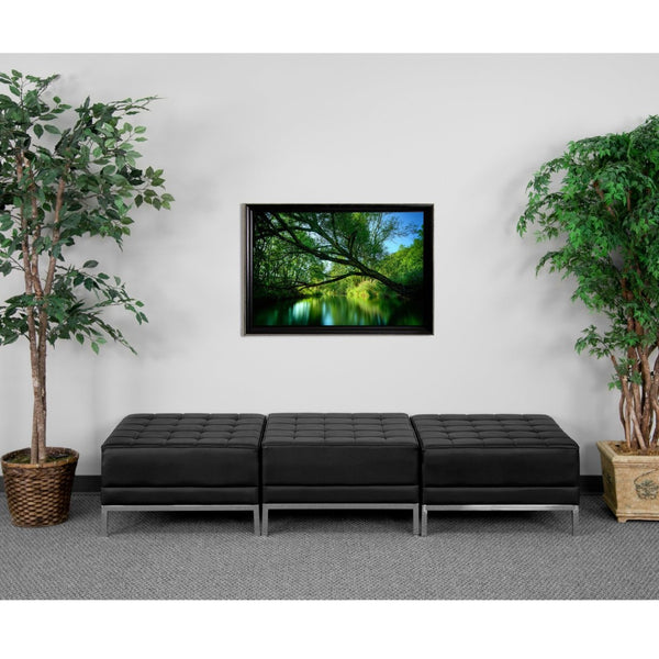 English Elm HERCULES Modular Black LeatherSoft Three-Seat Bench with Ganging Clips for Stylish Spaces ZB-IMAG-OTTO-3-GG