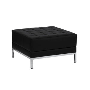 English Elm HERCULES Imagination Series Contemporary LeatherSoft Ottoman for Modern Lounge & Reception Areas Black ZB-IMAG-OTTOMAN-GG