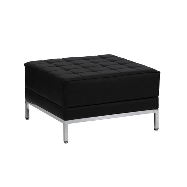 English Elm HERCULES Imagination Series Contemporary LeatherSoft Ottoman for Modern Lounge & Reception Areas Black ZB-IMAG-OTTOMAN-GG