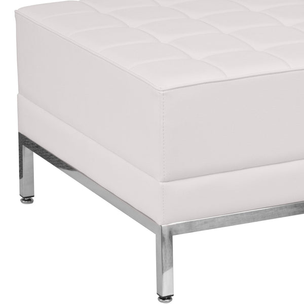English Elm HERCULES Imagination Series Contemporary LeatherSoft Ottoman for Modern Lounge & Reception Areas Melrose White ZB-IMAG-OTTOMAN-WH-GG
