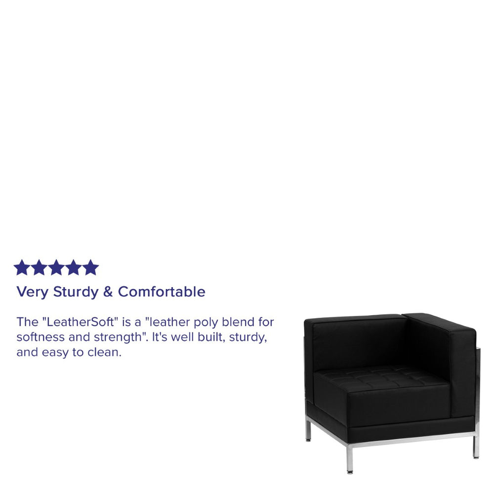 English Elm HERCULES Imagination Series Modular LeatherSoft Corner Chair for Stylish Office or Lounge Spaces Black ZB-IMAG-RIGHT-CORNER-GG