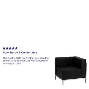 English Elm HERCULES Imagination Series Modular LeatherSoft Corner Chair for Stylish Office or Lounge Spaces Black ZB-IMAG-RIGHT-CORNER-GG