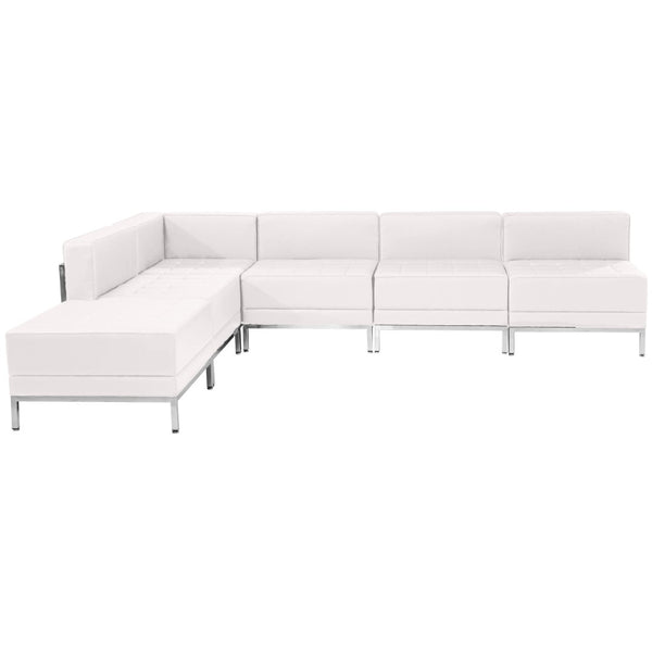 English Elm HERCULES Imagination Series Modular Sectional Sofa Set for Stylish Office and Reception Areas Melrose White ZB-IMAG-SECT-SET10-WH-GG