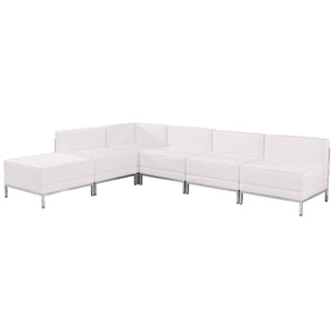 English Elm HERCULES Imagination Series Modular Sectional Sofa Set for Stylish Office and Reception Areas Melrose White ZB-IMAG-SECT-SET10-WH-GG