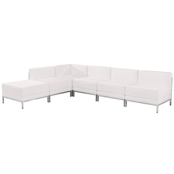English Elm HERCULES Imagination Series Modular Sectional Sofa Set for Stylish Office and Reception Areas Melrose White ZB-IMAG-SECT-SET10-WH-GG