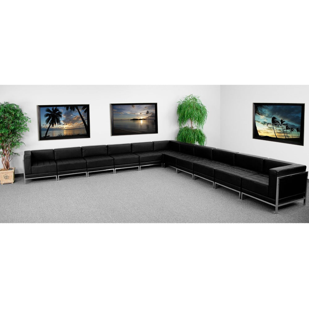 English Elm HERCULES Imagination Series Modular Black LeatherSoft Sectional – 11-Piece Configurable Seating Solution ZB-IMAG-SECT-SET2-GG