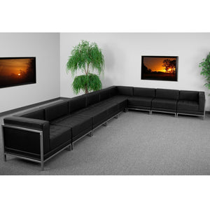 English Elm HERCULES Imagination Series 9-Piece Black LeatherSoft Modular Sectional for Versatile Seating Solutions ZB-IMAG-SECT-SET4-GG
