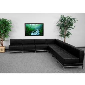 English Elm HERCULES Imagination Series 7-Piece Black LeatherSoft Sectional for Stylish & Flexible Seating Solutions ZB-IMAG-SECT-SET6-GG