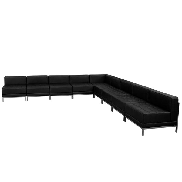 English Elm HERCULES Modular Reception Sectional in Black LeatherSoft – Versatile 9-Piece Seating Solution! ZB-IMAG-SECT-SET7-GG