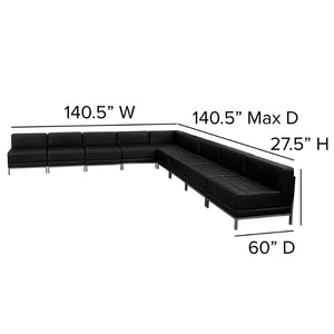 English Elm HERCULES Modular Reception Sectional in Black LeatherSoft – Versatile 9-Piece Seating Solution! ZB-IMAG-SECT-SET7-GG