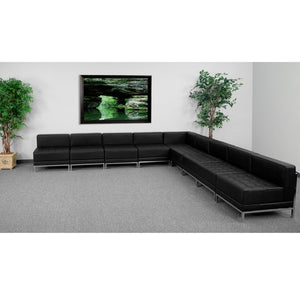 English Elm HERCULES Modular Reception Sectional in Black LeatherSoft – Versatile 9-Piece Seating Solution! ZB-IMAG-SECT-SET7-GG